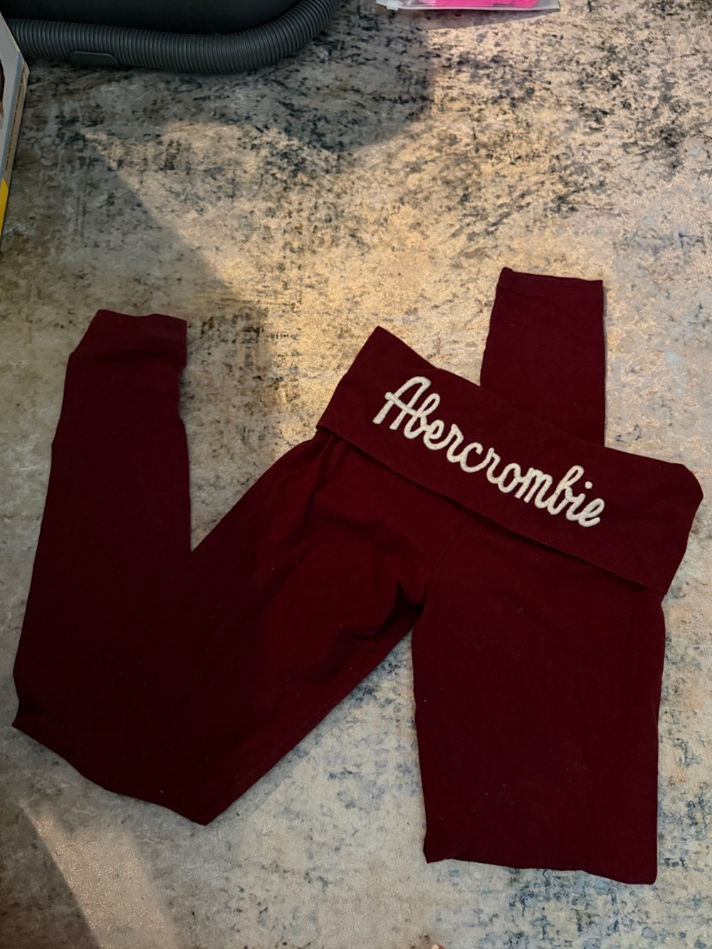 Abercrombie & Fitch Maroon Fold-Over Waist Leggings
